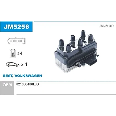Afbeelding van JANMOR JM5256 Bobine VOLKSWAGEN: Golf 4, 4 Variant, Bora Saloon, SEAT: Leon I Hatchback