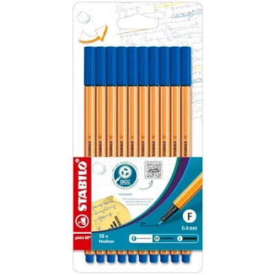 Afbeelding van Fineliner STABILO point 88 10 stuks blauw