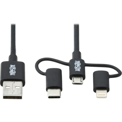 Afbeelding van Eaton Universele USB A naar Lightning Micro B en C Sync/Charge kabel M/3xM MFi Certi (1.83 m, 2.0),