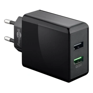 Afbeelding van USB A oplader Goobay 2 poorten (USB A, Quick Charge, 28W, Zwart)