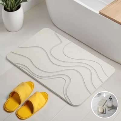 Afbeelding van Björn&amp;Schiller Sneldrogende stenen badmat Antibacteriële Antislip en absorberend van diatomeeënaarde 60 x 39 cm Grijs