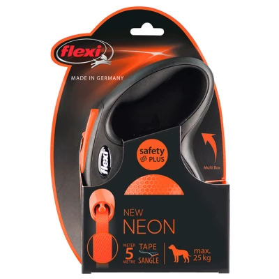Afbeelding van Flexi Rollijn New Neon Tape Zwart / Oranje M 5 MTR TOT 25 KG (398604)