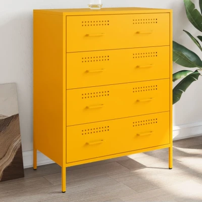 Afbeelding van Dressoir 68x39x89 cm staal mosterdgeel