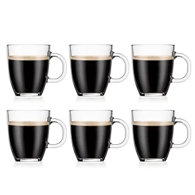Afbeelding van Bodum 11239 10 2 Bistro set van 6 koffiemokken gehard glas, 0,30 l transparant