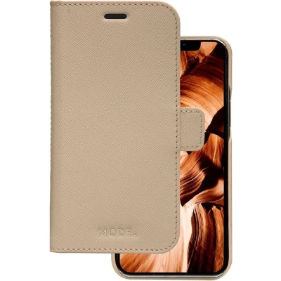 Afbeelding van iPhone 12/12 Pro Bookcase hoesje dbramante1928 Effen Beige Leer
