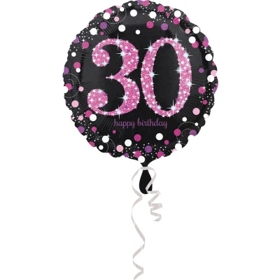 Afbeelding van Folie ballon Sparkling 30 zwart roze