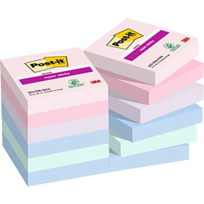Afbeelding van Post it Super Sticky Notes Soulful, 90 Vel, Ft 47,6 X Mm, Pak Van 12 Blokken Memoblok