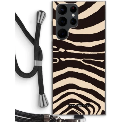 Afbeelding van Case Company® hoesje met Koord geschikt voor Samsung Galaxy S22 Ultra Arizona Zebra Telefoonhoesje Zwart Bescherming aan alle Kanten en Over de Schermrand