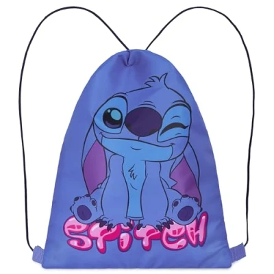 Afbeelding van Disney Tas met trekkoord voor kinderen, gymtas, zwembad, sport, uniseks, 38 x 29 cm, Blauwe Stitch