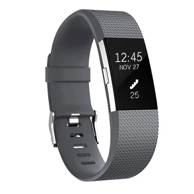 Afbeelding van Verstelbare zachte siliconen vervangende polsband voor Fitbit Charge 2, grijs (L)