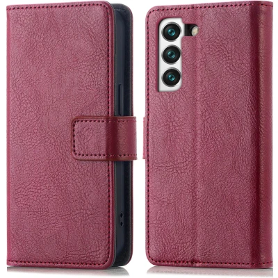 Afbeelding van iMoshion Hoesje Geschikt voor Samsung Galaxy S21 Met Pasjeshouder Luxe Bookcase donkerrood