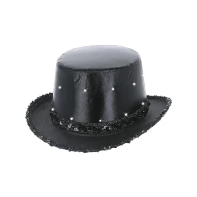 Afbeelding van Smiffys LED Light Up Metallic Top Hat Kostuum Hoed Zwart