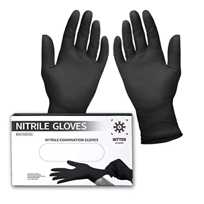 Afbeelding van Nitril wegwerphandschoenen, latexvrij, poedervrij, zwart, maat S, 100 stuks