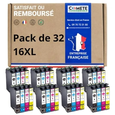 Image de COMETE 16XL 32 Cartouches d&#039;encre Compatibles Epson 16 XL Marque française