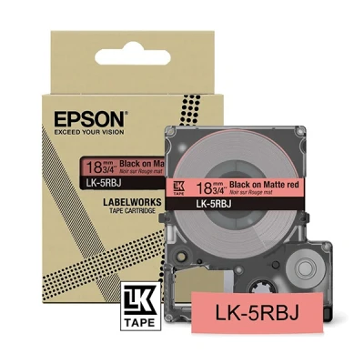 Image de Epson LabelWorks LK 5RBJ Noir sur rouge mat rouleau (1,8 cm x 8 m) 1 cassette(s) boîte de suspension cartouche bande pour LW C410, C610