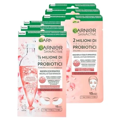 Afbeelding van Garnier SkinActive Reparerend Oogmasker van stof met probiotische fracties, 3 toepassingen + herstellend gezichtsmasker