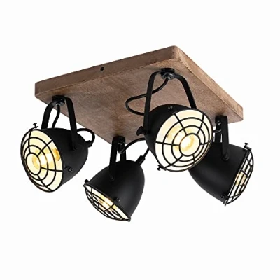 Afbeelding van 4 spot Gateback hout/zwart Bruin Hout EGLO
