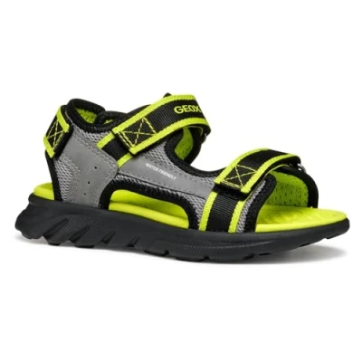 Afbeelding van Geox Airadyum Outdoorsandalen voor kinderen, Maat: 32, Grey/lime Imitatieleer/ textiel