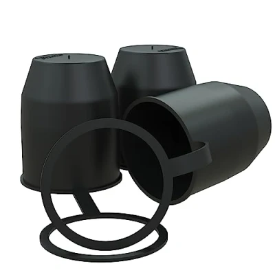 Afbeelding van AUPROTEC Kogelbescherming met stopperring, beschermkap voor trekhaak, zwart: 3 delige set