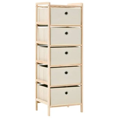 Image de vidaXL Étagère de rangement 5 paniers tissu bois cèdre beige246434