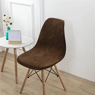 Afbeelding van Highdi Set van 1/2/4/6 Fluwelen Scandinavische stoelhoezen, Effen kleur hoezen voor eetkamerstoelen, stoelen zonder leuning de keuken, woonkamer, kantoor (bruin, 6 stuks)