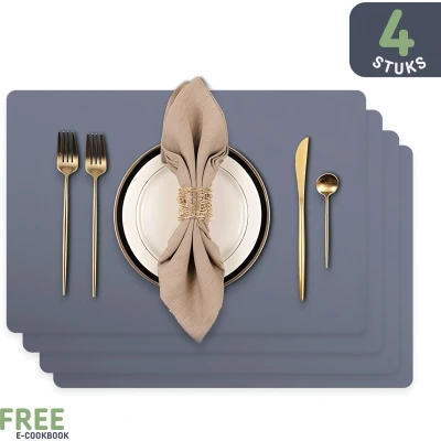 Afbeelding van Placemats van Sophie Nordinn® Placemat Vaxjo (Donkergrijs) Kunststof Set 4 stuks 30x40 cm