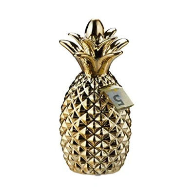 Afbeelding van Relaxdays spaarpot ananas goud spaarvarken keramiek decoratie voor kinderkamer