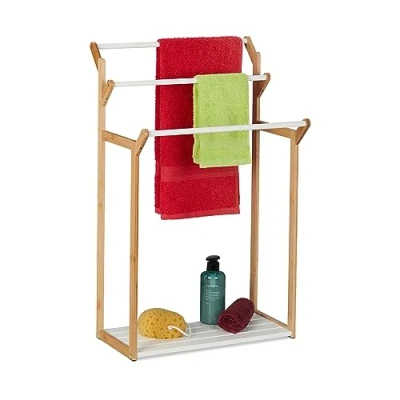 Afbeelding van Relaxdays handdoekenrek handdoekhouder staand handdoekenstandaard badkamer 3 stangen