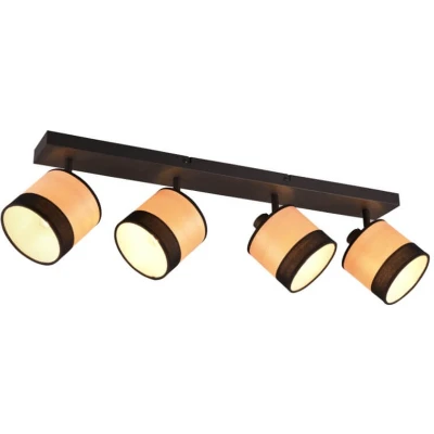 Afbeelding van REALITY BOLZANO Spot Zwart mat excl. 3x E14 10W Kap Houtlook