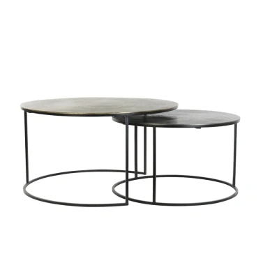 Afbeelding van Primo salontafel set van 2 antiek brons/mat zwart