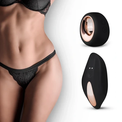 Afbeelding van Vibrerende Tanga Slip Met Afstandsbediening Waterproof Zwart Kant Vibrerend ei