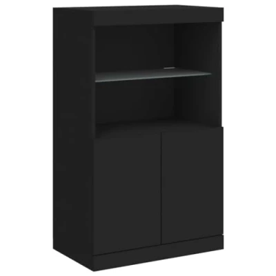 Image de vidaXL Buffet avec lumières LED noir 60,5x37x100 cm836666