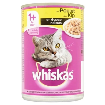 Afbeelding van Whiskas Blik Adult Brokjes In Saus Kip 400 GR (12 stuks)
