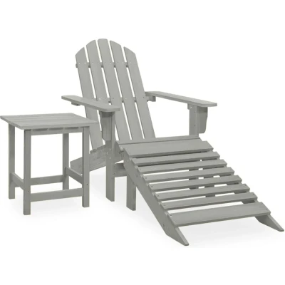 Afbeelding van Tuinstoel Adirondack Met Voetenbank En Tafel Massief Vurenhout 1 / Grijs