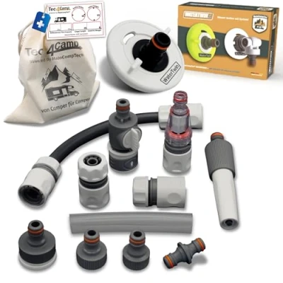 Afbeelding van MaJoCompTec® Waterwin Watervuladapter tankadapter compatibel met Gardena aansluiting tankdop accessoires voor camper, caravan 3 polige D adapter