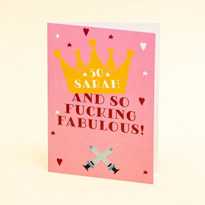 Afbeelding van Wenskaart Fucking Fabulous Sarah Grote (A5 Formaat)