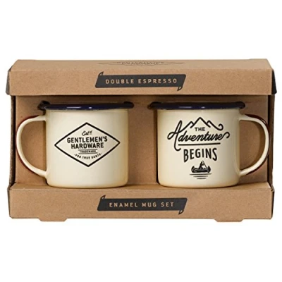 Afbeelding van Gentlemen’s Hardware Retro Emaille Espresso Mokjes Set van 2 Creme 150 ml