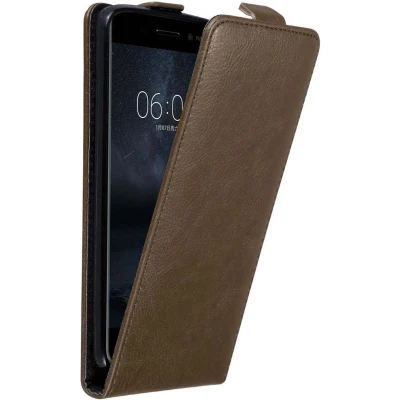 Afbeelding van Cadorabo Hoesje geschikt voor Nokia 6 2017 in KOFFIE BRUIN Beschermhoes flip design Case Cover met magnetische sluiting