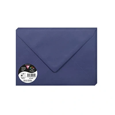 Afbeelding van Clairefontaine 5642C verpakking met 20 enveloppen, formaat C5, 16,2 x 22,9 cm, 120 g/m², kleur: nachtblauw, uitnodiging en briefwisseling pollen serie premium papier glad