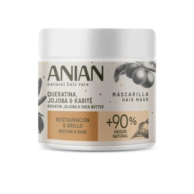 Afbeelding van ANIAN Keratine, jojoba en shea masker, 350 ml, voor beschadigd krullend haar, herstel glans, verzorgt herstelt het haar grondig, controleert kroezen