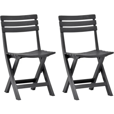 Afbeelding van Tuinstoelen inklapbaar 2 st kunststof antraciet