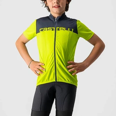 Afbeelding van Castelli Fietsshirt Korte Mouwen Kids LIME Blauw NEO PROLOGO JERSEY ELECTRIC SAVILE BLUE 10Y