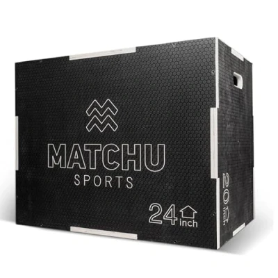 Afbeelding van Matchu Sports Plyo Box Zwart Met antislip 20&quot; / 24&quot; 30&quot; Stevig hout