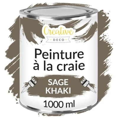 Afbeelding van Creative Deco 1000 ml Salie Khaki Krijt Verf Mat en Wasbaar Perfect voor Renovatie, Decoratie Decoupage van Meubels Egen Gradient Effect Mogelijk