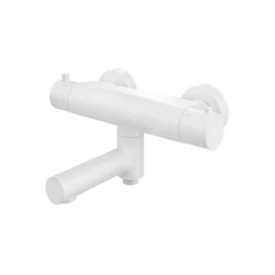 Afbeelding van HotBath Buddy thermostatische badmengkraan met wegdraaibare uitloop omstel Mat wit