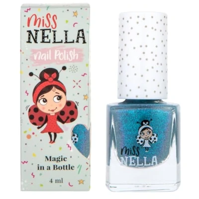 Afbeelding van Miss Nella Blue The Candles Speciaal Glitter Blauw Lak voor kinderen, met peel off, waterbasis en geurvrije formule