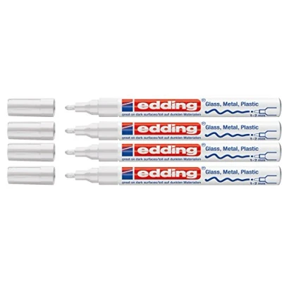 Afbeelding van Edding 751 set van 4 M witte punt verfstiften