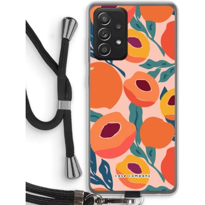Afbeelding van Case Company® hoesje met Koord geschikt voor Samsung Galaxy A52 Perzik Telefoonhoesje Zwart Bescherming aan alle Kanten en Over de Schermrand