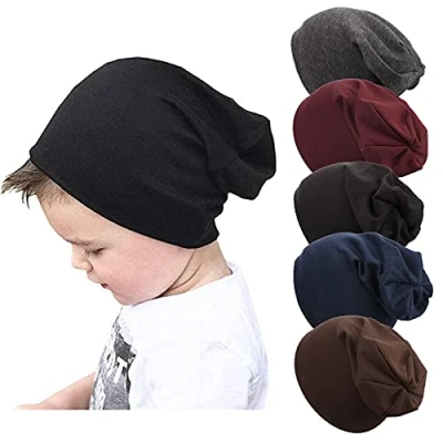 Afbeelding van DRESHOW 5 stuks uniseks kinderen Berretti Ragazzi Ragazze Morbido Carino Cappello Berretto muts baby meisjes zachte schattige pet 6 60 maanden, stuks: Winered/Navy/Coffee/Darkgray/Black maanden