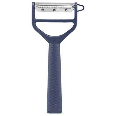 Afbeelding van OPINEL Groenteschiller T Duo polymeer messen van roestvrij staal aangename grip 1 lemmet met microvertanding voor het schillen + bereiden julienne groenten blauw